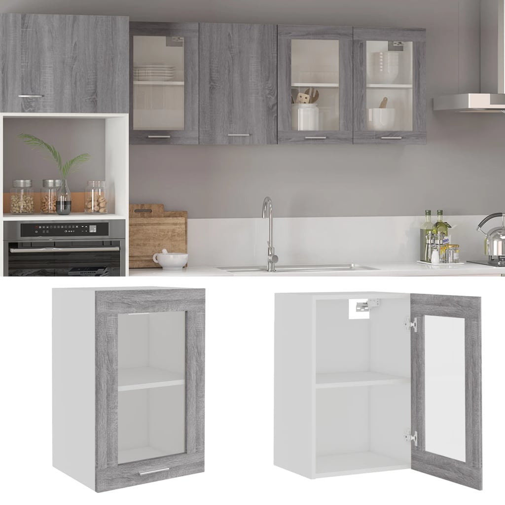 vidaXL Hanging Glass Cabinet Lyon Grey Sonoma 40x31x60 cm Engineered Wood 1