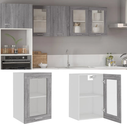 vidaXL Hanging Glass Cabinet Lyon Grey Sonoma 40x31x60 cm Engineered Wood 1