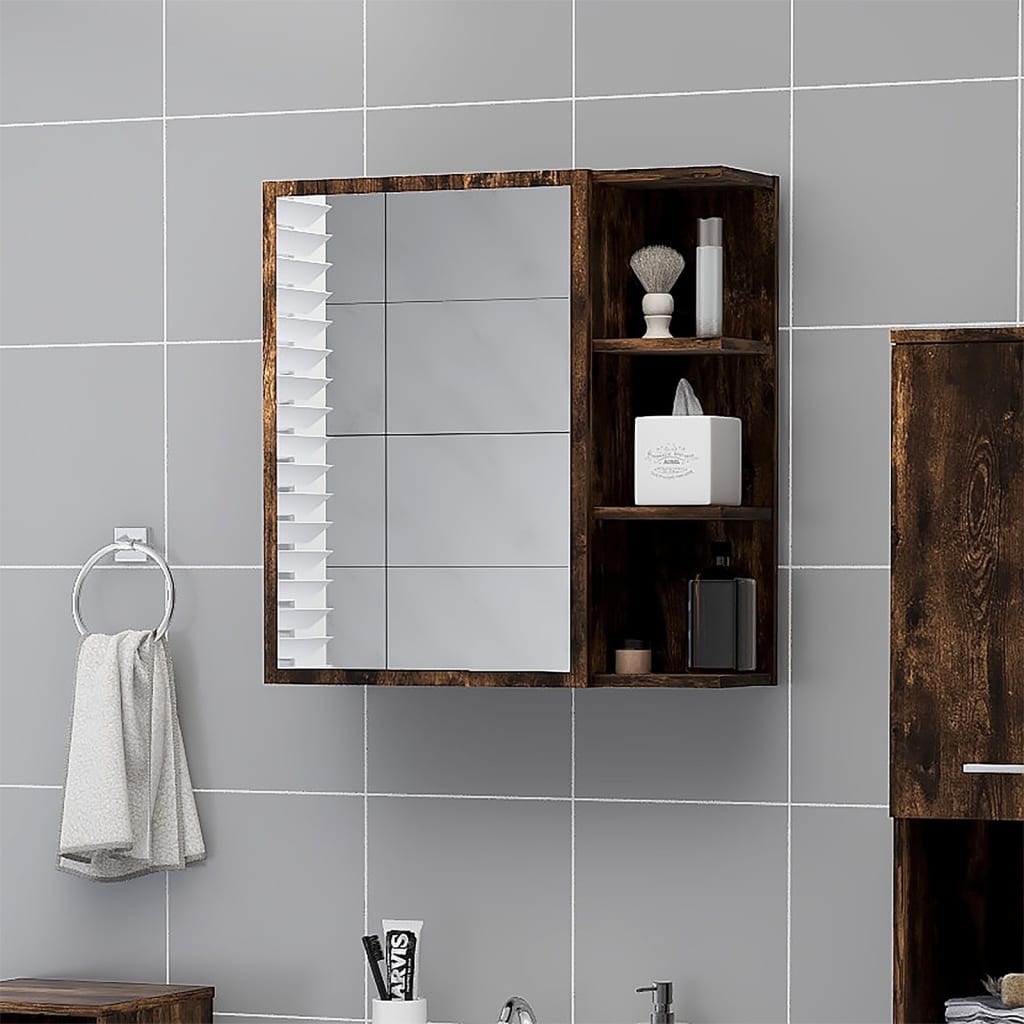 vidaXL Bathroom Mirror Cabinet Smoked Oak 62.5x20.5x64cm Engineered Wood 1