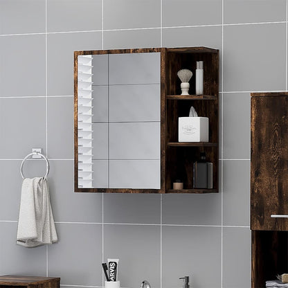 vidaXL Bathroom Mirror Cabinet Smoked Oak 62.5x20.5x64cm Engineered Wood 1