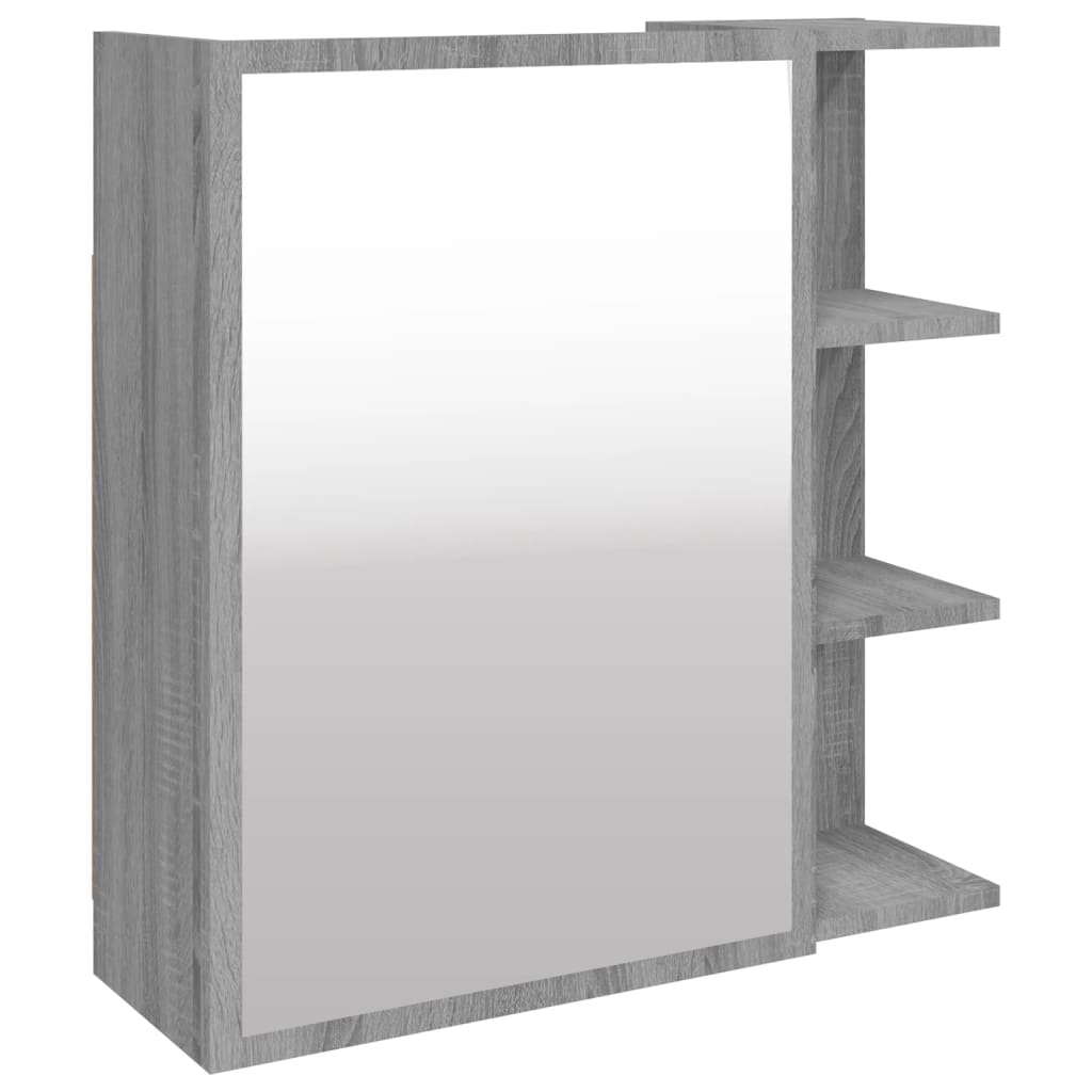 vidaXL Bathroom Mirror Cabinet Grey Sonoma 62.5x20.5x64 cm Engineered Wood 2
