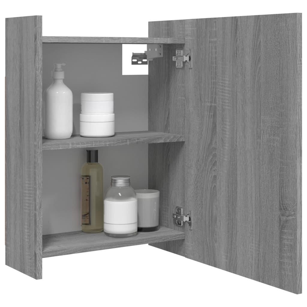 vidaXL Bathroom Mirror Cabinet Grey Sonoma 62.5x20.5x64 cm Engineered Wood 5