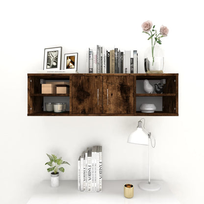 vidaXL Wall Shelf Smoked Oak 102x30x29 cm Engineered Wood 3