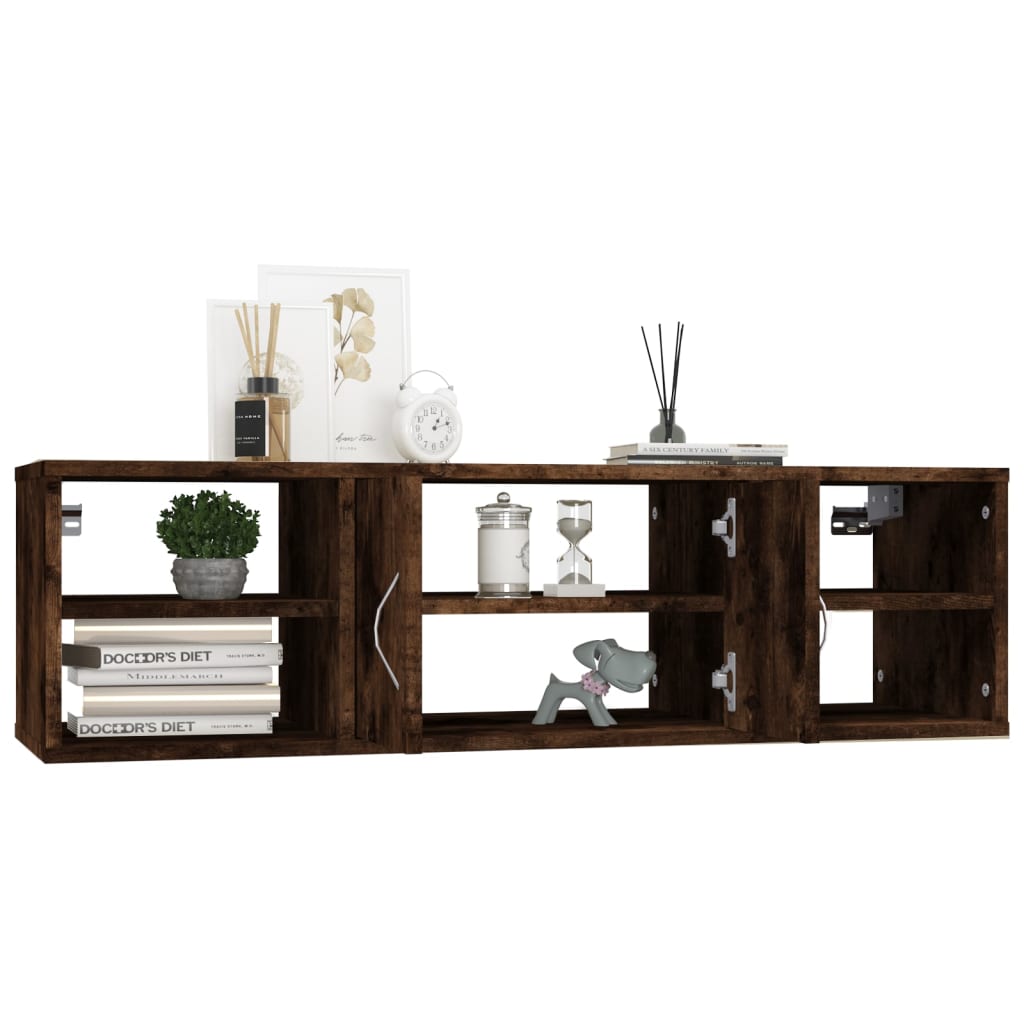 vidaXL Wall Shelf Smoked Oak 102x30x29 cm Engineered Wood 4