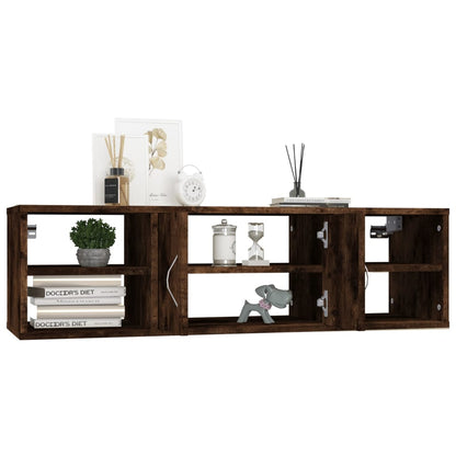 vidaXL Wall Shelf Smoked Oak 102x30x29 cm Engineered Wood 4