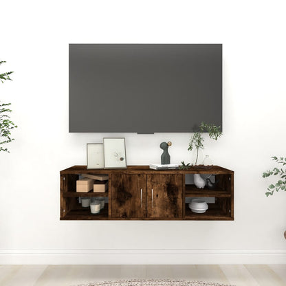 vidaXL Wall Shelf Smoked Oak 102x30x29 cm Engineered Wood 1