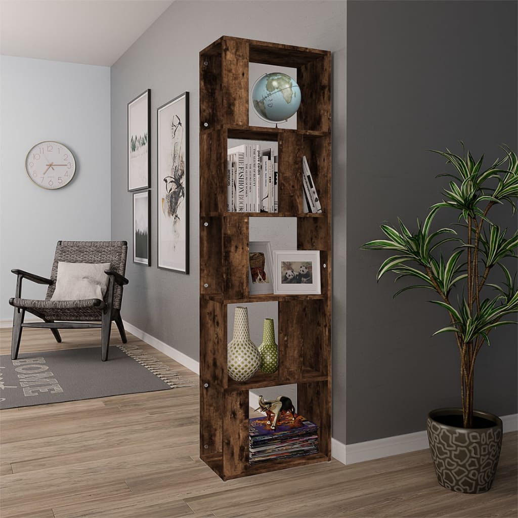 vidaXL Book Cabinet Smoked Oak 45x24x160 cm Engineered Wood 3