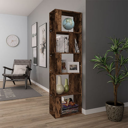 vidaXL Book Cabinet Smoked Oak 45x24x160 cm Engineered Wood 3