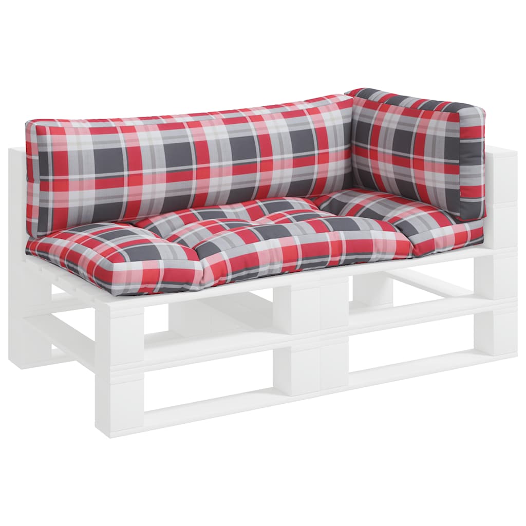 vidaXL Pallet Cushions 3 pcs Red Check Fabric 3