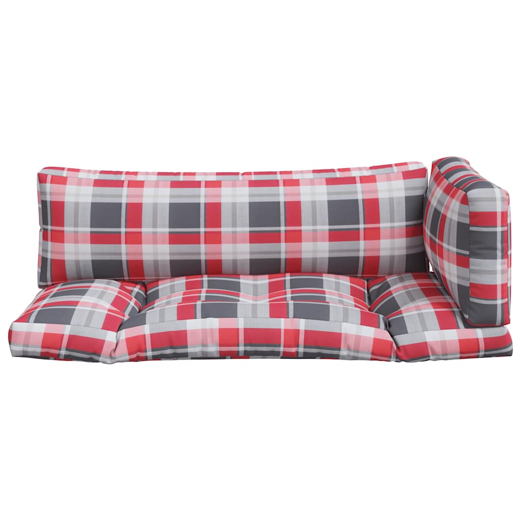 vidaXL Pallet Cushions 3 pcs Red Check Fabric 4