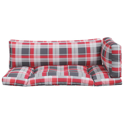 vidaXL Pallet Cushions 3 pcs Red Check Fabric 4