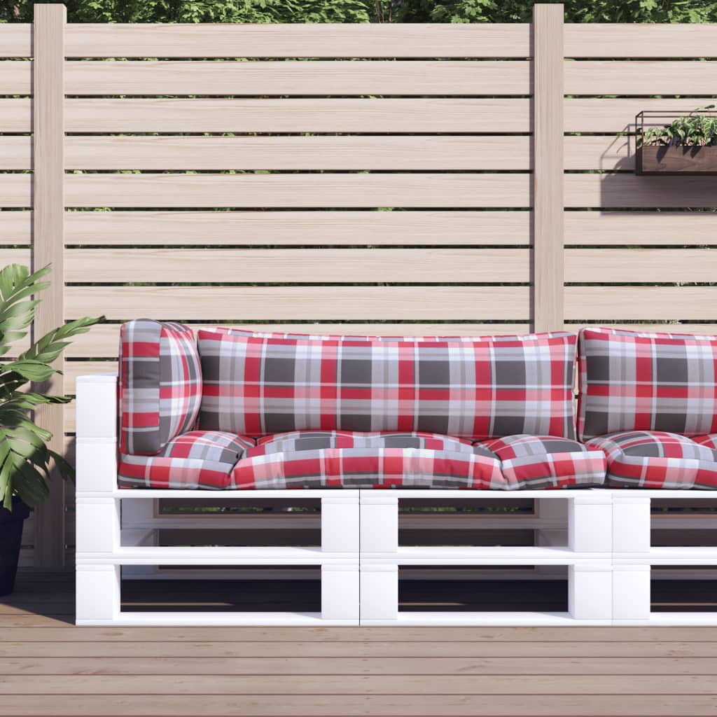 vidaXL Pallet Cushions 3 pcs Red Check Fabric 1