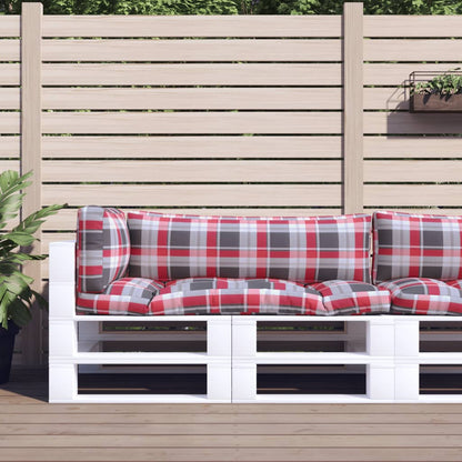 vidaXL Pallet Cushions 3 pcs Red Check Fabric 1