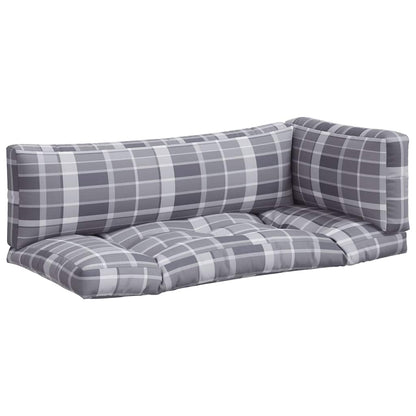 vidaXL Pallet Cushions 3 pcs Grey Check Fabric 2