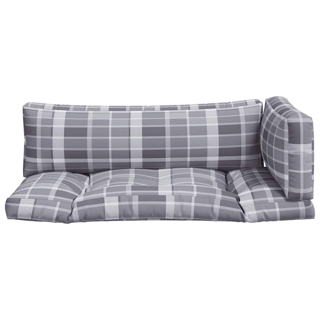 vidaXL Pallet Cushions 3 pcs Grey Check Fabric 3