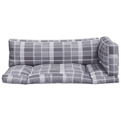 vidaXL Pallet Cushions 3 pcs Grey Check Fabric 3