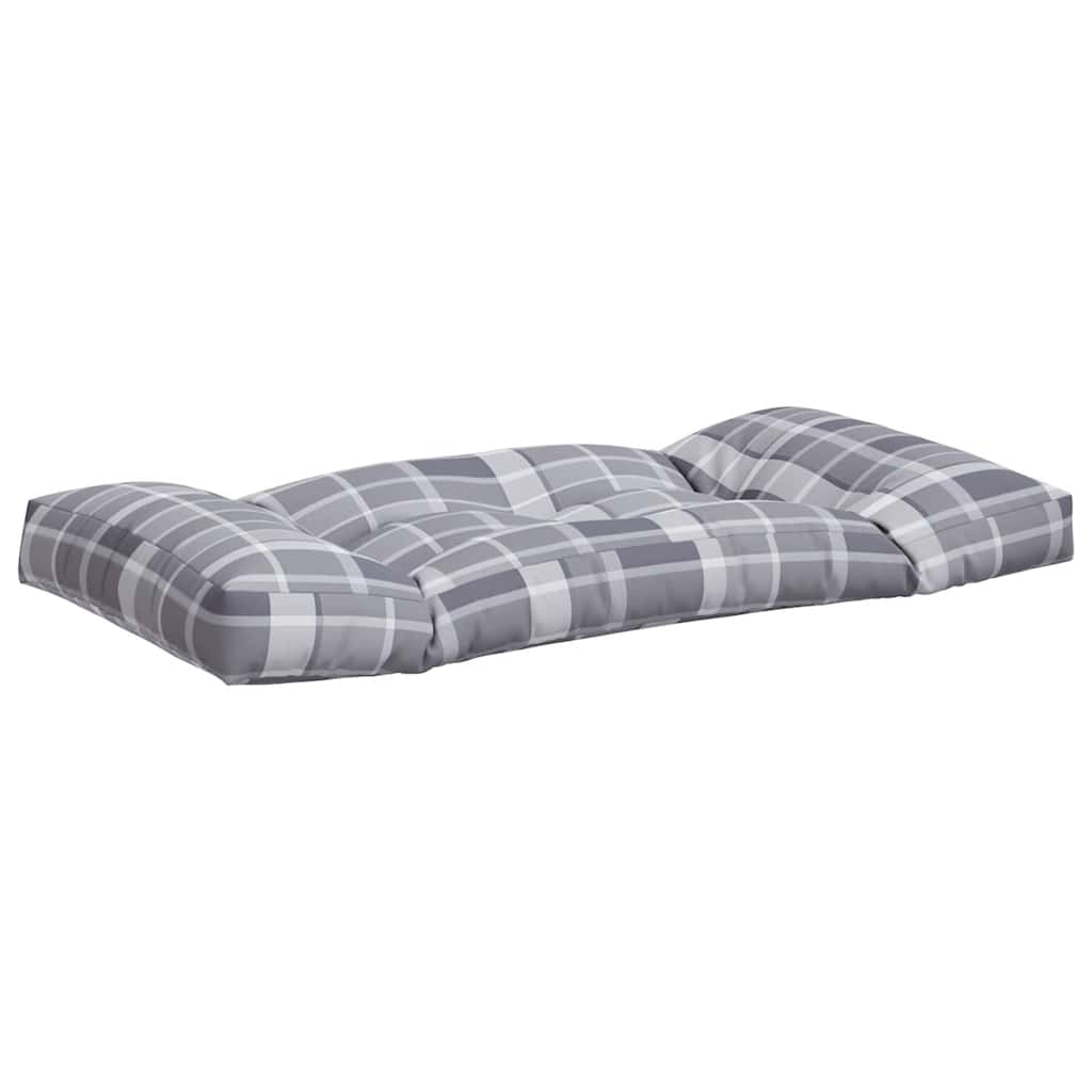 vidaXL Pallet Cushions 3 pcs Grey Check Fabric 4