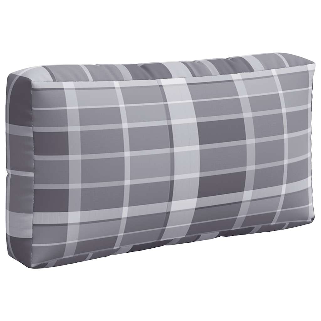 vidaXL Pallet Cushions 3 pcs Grey Check Fabric 6