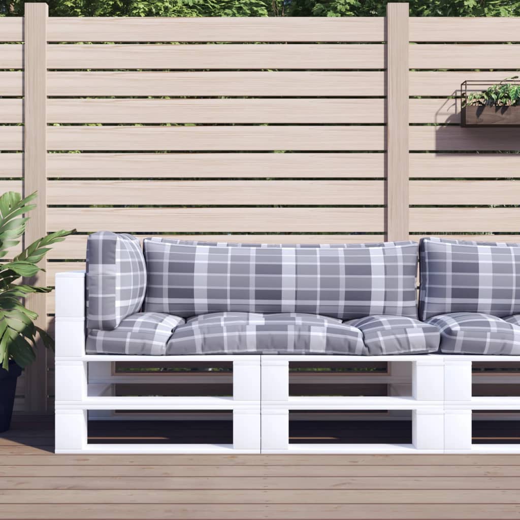 vidaXL Pallet Cushions 3 pcs Grey Check Fabric 1