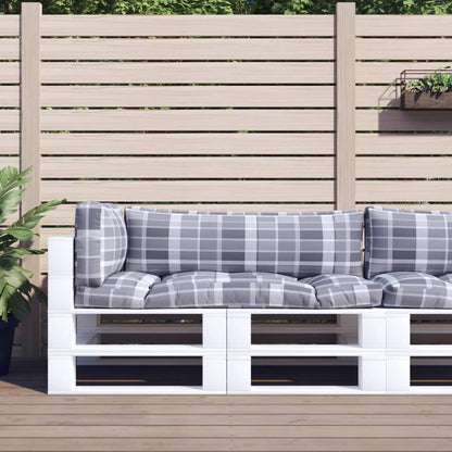 vidaXL Pallet Cushions 3 pcs Grey Check Fabric 1