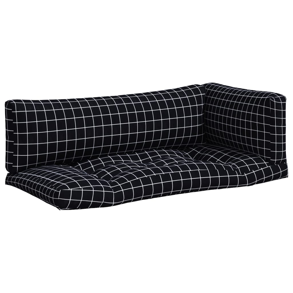 vidaXL Pallet Cushions 3 pcs Black Check Pattern Oxford Fabric 2