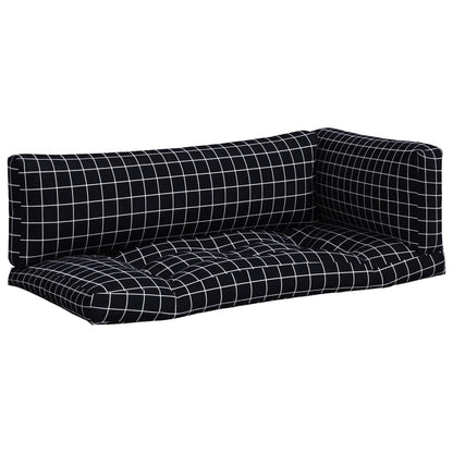 vidaXL Pallet Cushions 3 pcs Black Check Pattern Oxford Fabric 2