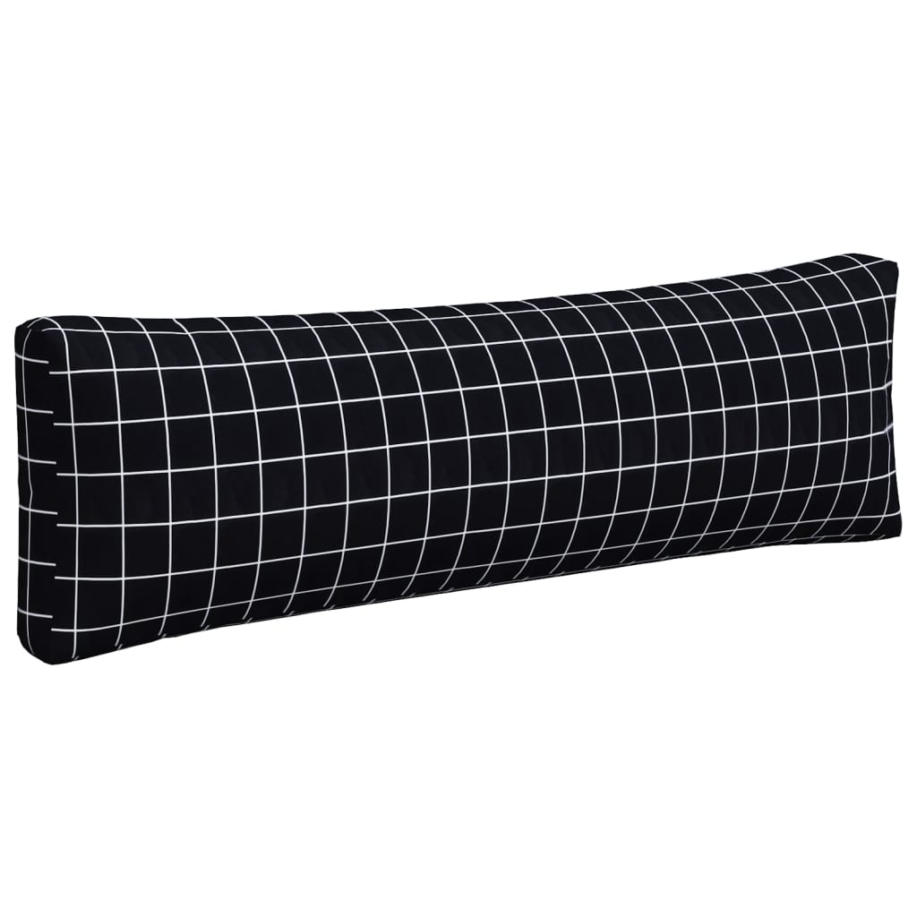 vidaXL Pallet Cushions 3 pcs Black Check Pattern Oxford Fabric 4