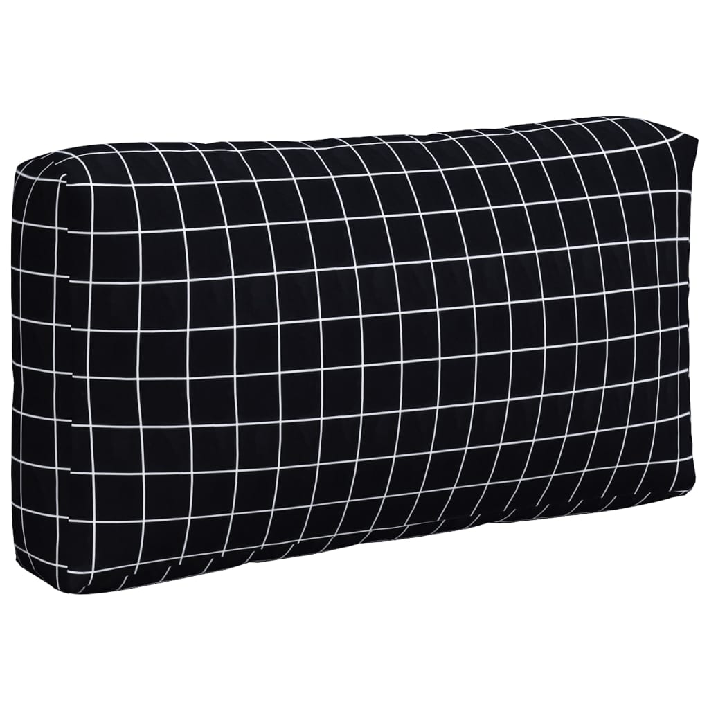 vidaXL Pallet Cushions 3 pcs Black Check Pattern Oxford Fabric 5