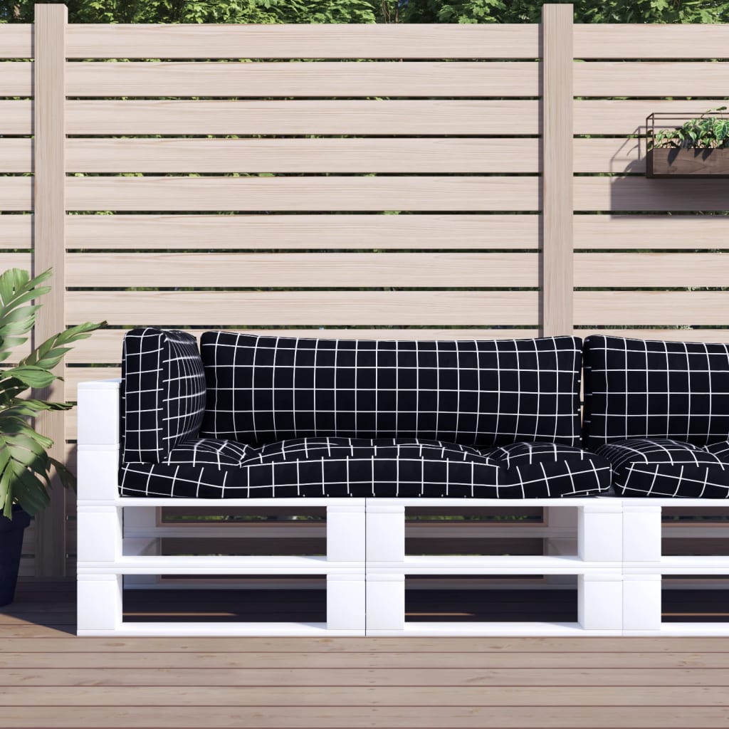 vidaXL Pallet Cushions 3 pcs Black Check Pattern Oxford Fabric 1