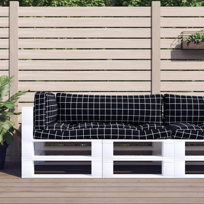 vidaXL Pallet Cushions 3 pcs Black Check Pattern Oxford Fabric 1