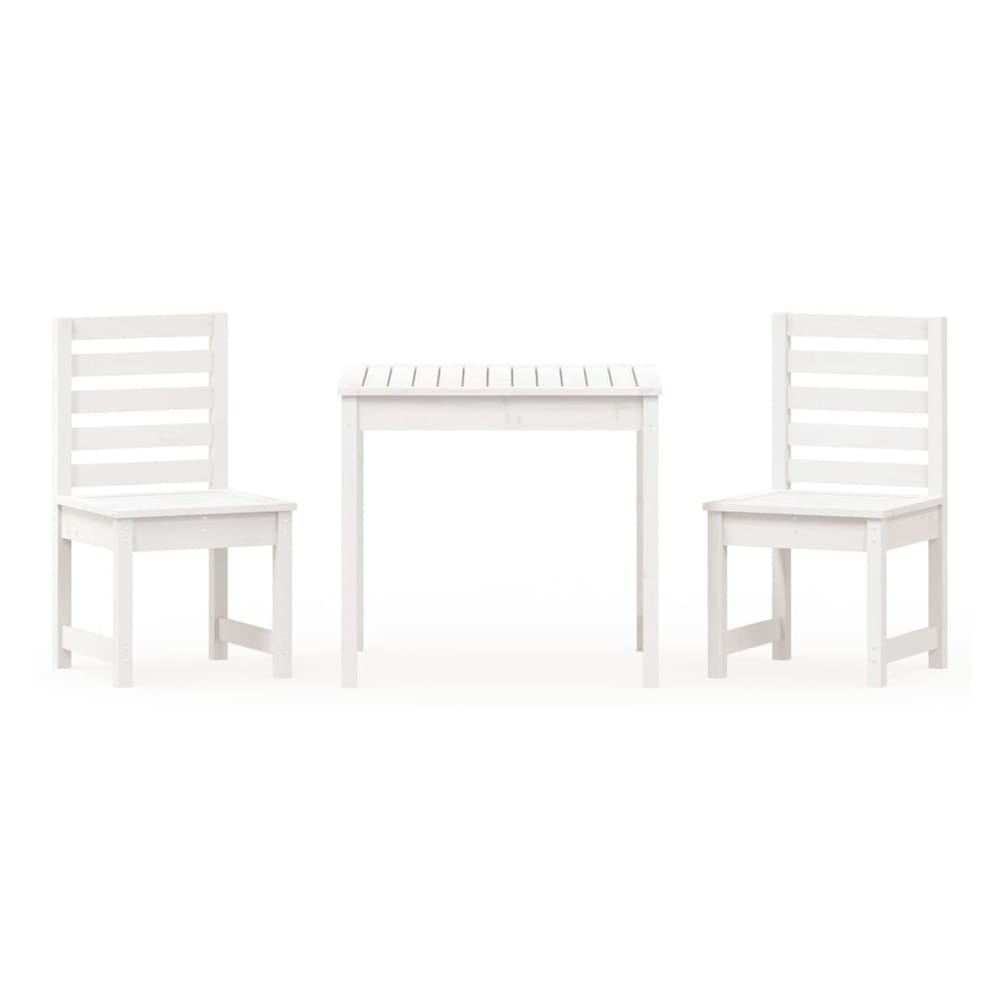 3 Piece Garden Bistro Set Solid Wood Pine White pine