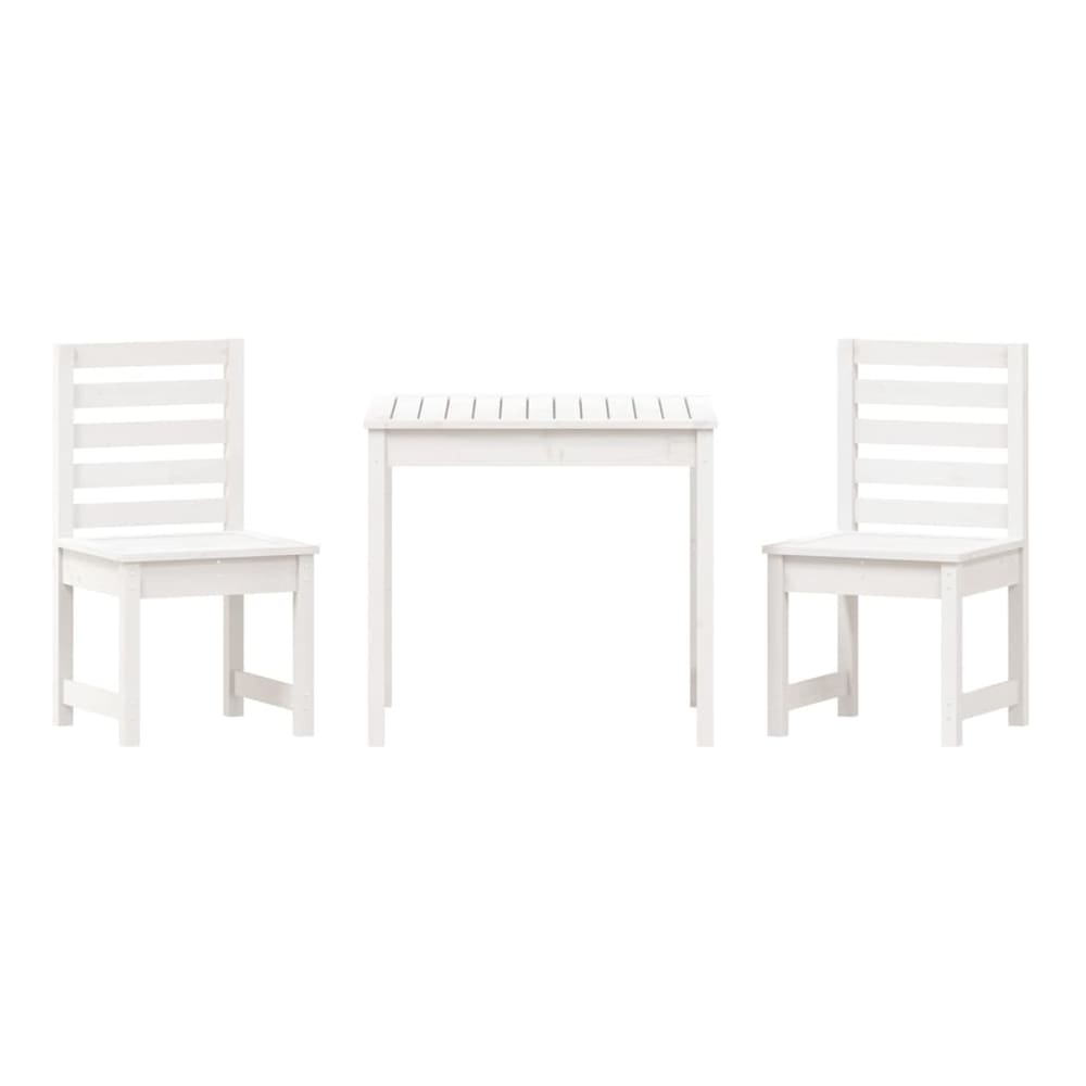 3 Piece Garden Bistro Set Solid Wood Pine White pine