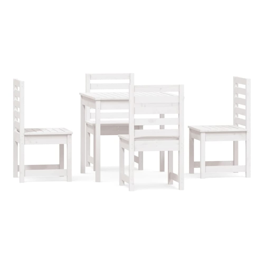 5 Piece Garden Dining Set Solid Wood Pine White pine