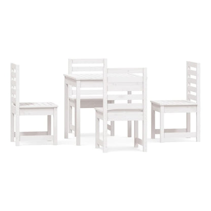 5 Piece Garden Dining Set Solid Wood Pine White pine