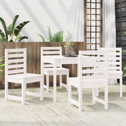 5 Piece Garden Dining Set Solid Wood Pine White pine