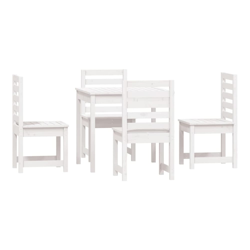 5 Piece Garden Dining Set Solid Wood Pine White pine