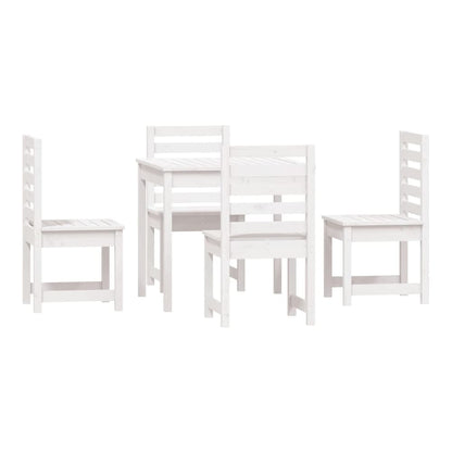 5 Piece Garden Dining Set Solid Wood Pine White pine