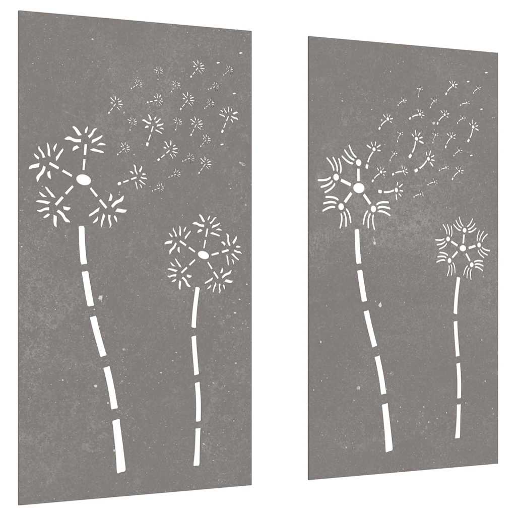 vidaXL Garden Wall Decorations 2pcs 105x55cm Corten Steel Flower Design 3