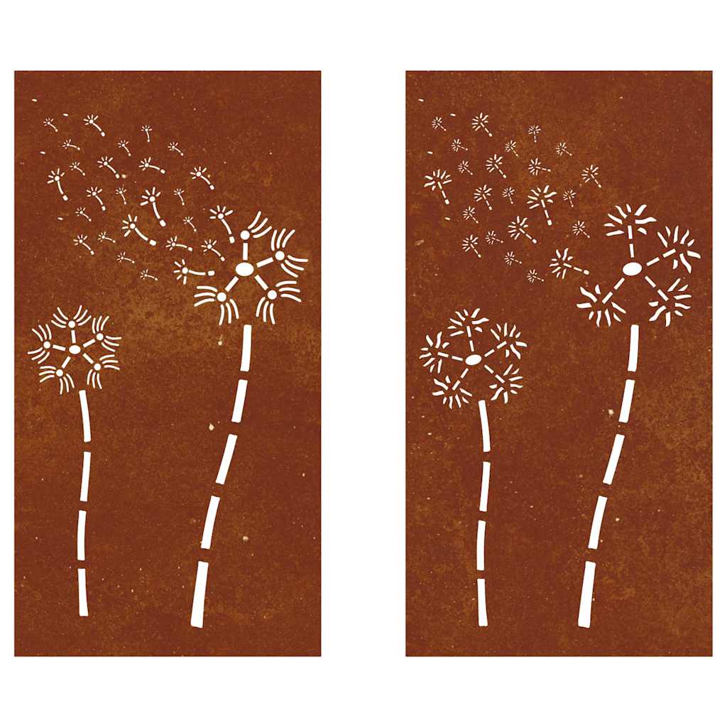 vidaXL Garden Wall Decorations 2pcs 105x55cm Corten Steel Flower Design 5