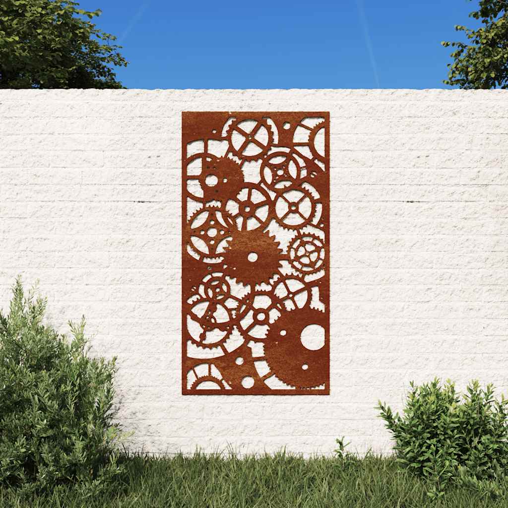 vidaXL Garden Wall Decoration 105x55 cm Corten Steel Gear Wheel Design 1