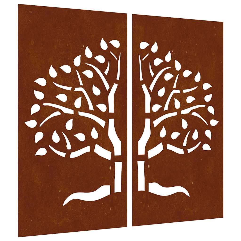 vidaXL Garden Wall Decorations 2 pcs 105x55 cm Corten Steel Tree Design 2
