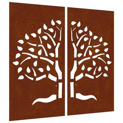 vidaXL Garden Wall Decorations 2 pcs 105x55 cm Corten Steel Tree Design 2