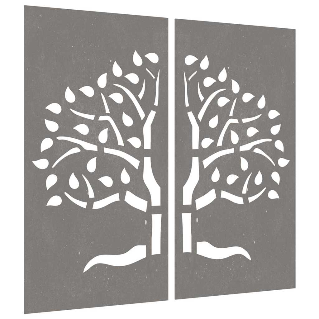 vidaXL Garden Wall Decorations 2 pcs 105x55 cm Corten Steel Tree Design 3