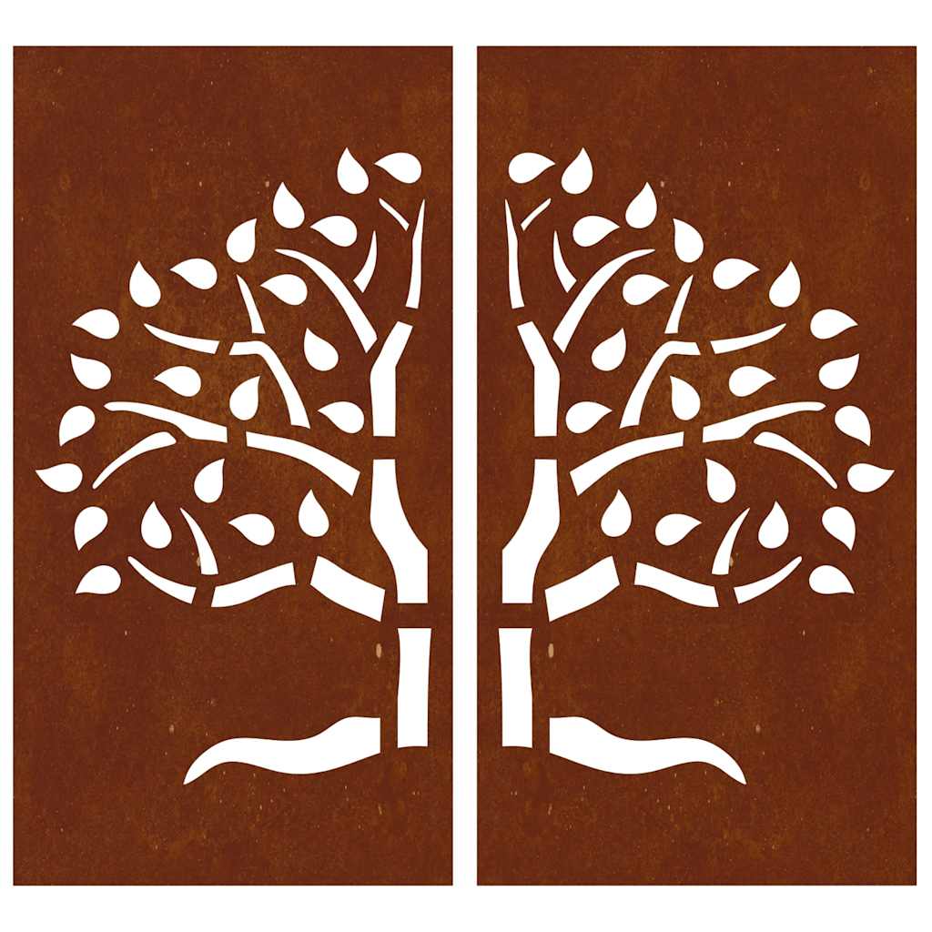 vidaXL Garden Wall Decorations 2 pcs 105x55 cm Corten Steel Tree Design 5