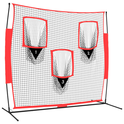 vidaXL Portable Baseball Net Black and Red 183x105x183 cm Polyester 2