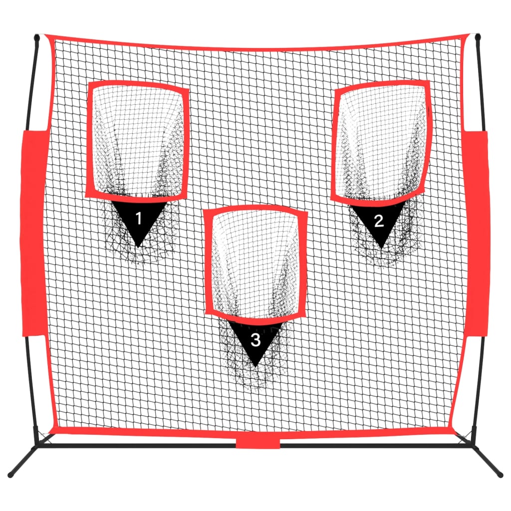 vidaXL Portable Baseball Net Black and Red 183x105x183 cm Polyester 3