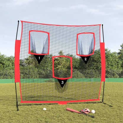 vidaXL Portable Baseball Net Black and Red 183x105x183 cm Polyester 1