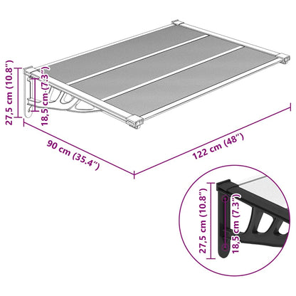 vidaXL Door Canopy Black and Transparent 122x90 cm Polycarbonate 6