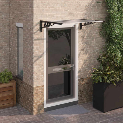 vidaXL Door Canopy Black and Transparent 122x90 cm Polycarbonate 1