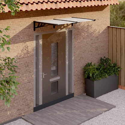 vidaXL Door Canopy Black and Transparent 152,5x90 cm Polycarbonate 1